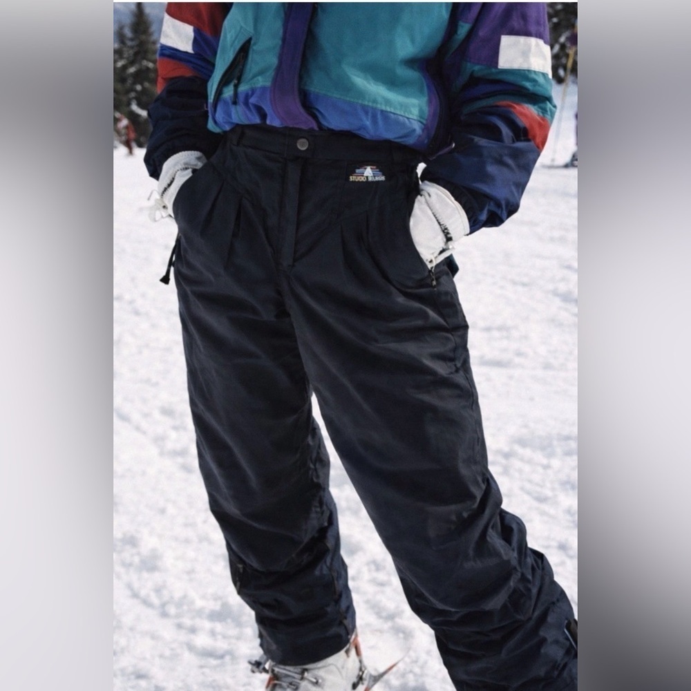 Vintage 90s Sierra Designs Womens Black Ski Pant Sz 8 High Waist Pleated Skibum